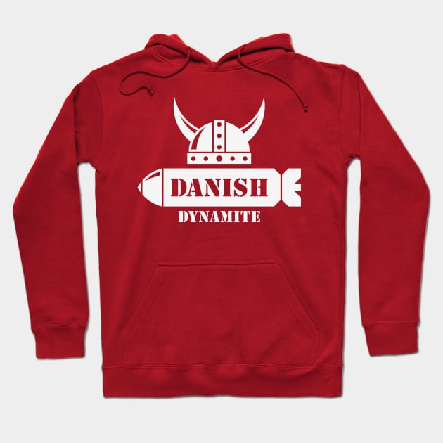 Danish Dynamite (Denmark / Football / Viking / Missile / White) Hoodie by MrFaulbaum